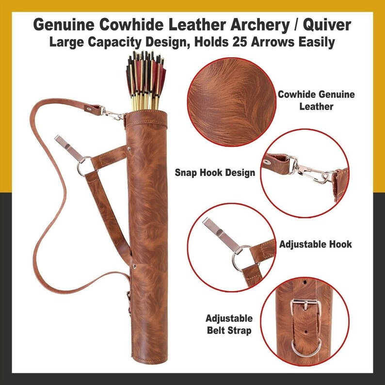 Real Leather Back Archery Arrow Quivers Genuine Cowhide Etsy