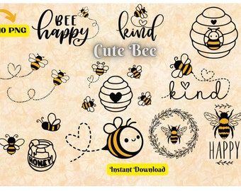 Bee Clipart: 10 PNG Graphic Elements (Digital Download