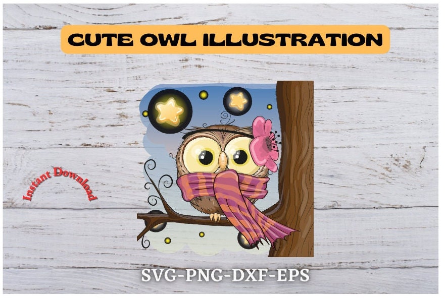 Cute Owl Illustration Svg