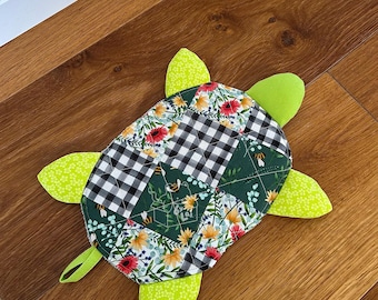 Patchwork Floor turtle mop- Handmade reusable spill towel, microfibre back, easy spill mops