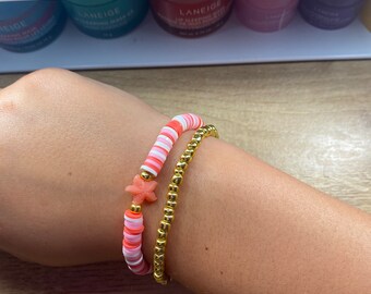 beachy pink bracelet set