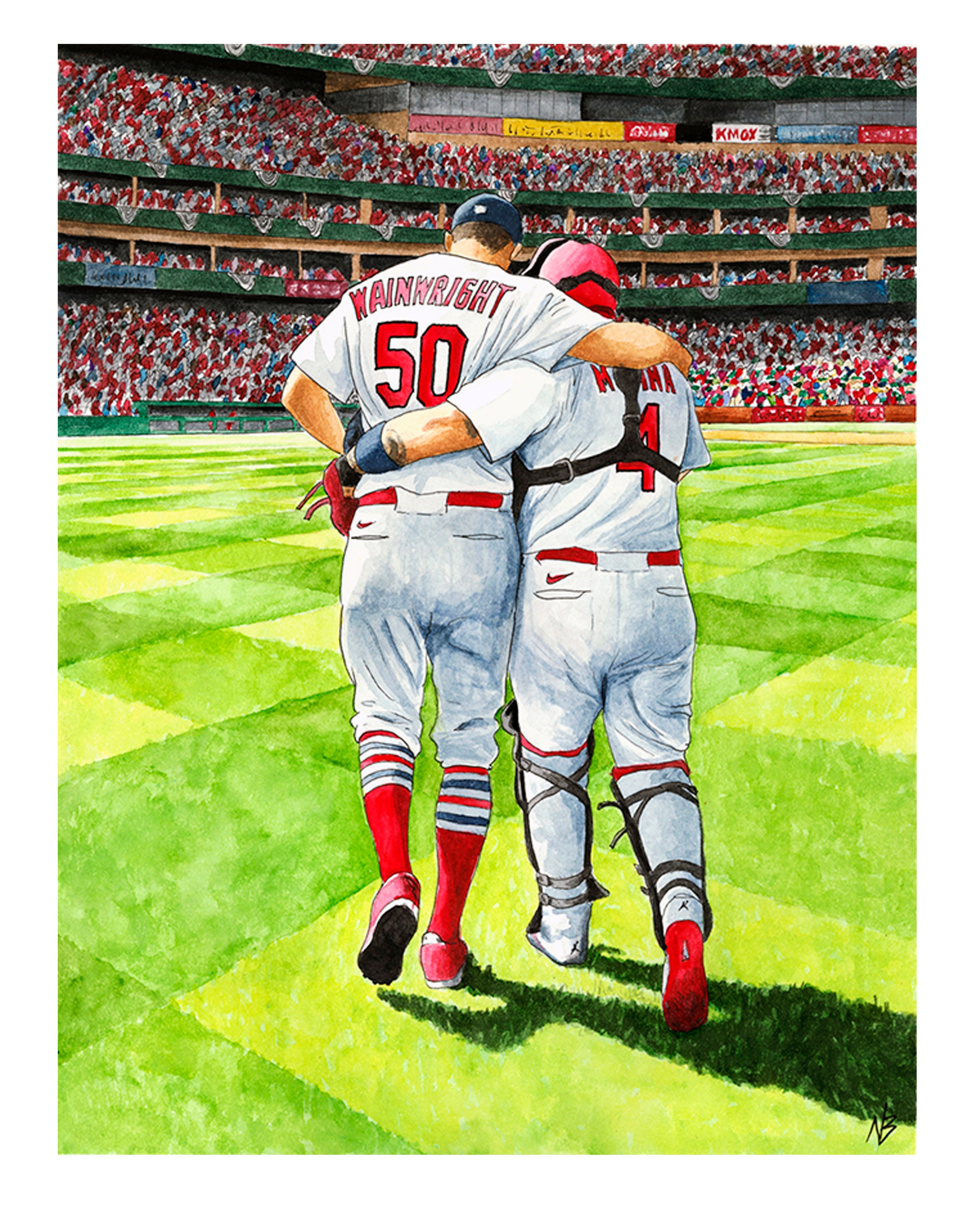 Wainwright & Molina Busch Stadium – Watercolor Print, St. Louis ...