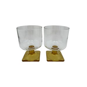 Federal Glass Mid-Century Whiskey Glasses – Nordic Topaz Pattern, 1950s Set of 2