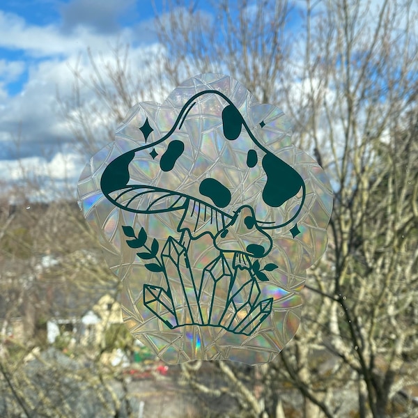 Mushroom Crystal Rainbow Suncatcher Window Decal