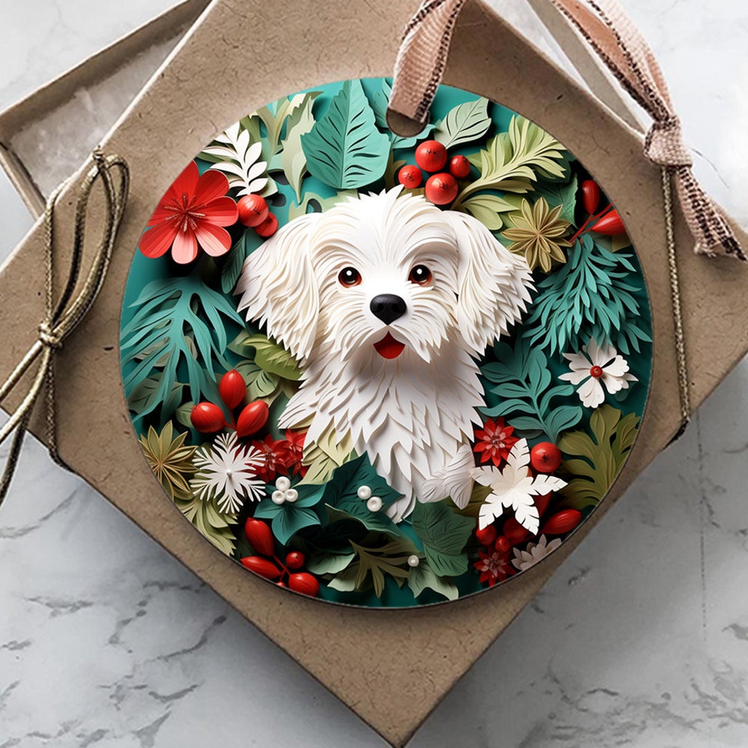 Ornament Christmas Maltese Dog Xmas Ornament Chrisms Etsy