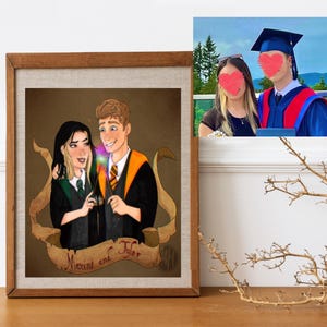 Custom Portrait, Couple Portrait Cartoon, Wizard and Witch Portrait, Portrait from Photo, Christmas, Valentine, Birthday, Anniversary, Gift