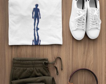 Glitch Art Silhouette T-Shirt, Vaporwave Reflection Graphic Tee, Unisex Retro Futuristic Shirt