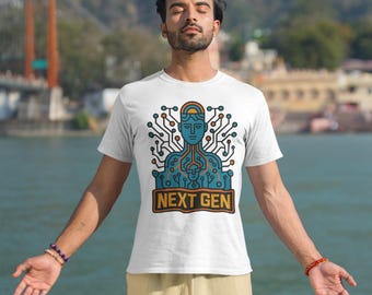 Next Gen Circuit Human T-Shirt, Retro Tech Illustration, Cyberpunk AI Android Art Tee