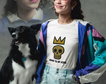 Bone to Be King Skull Crown T-Shirt, Minimal Gothic Punk Rock Tee