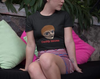 Daddy Issues Creepy Doll Head T Shirt, Horror Graphic Tee, Dark Humor Unisex Top