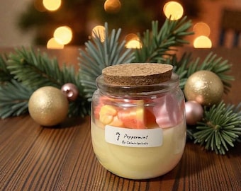 Peppermint Soy Candle, Christmas Scented Candle