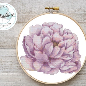 Light purple peony cross stitch pattern pdf