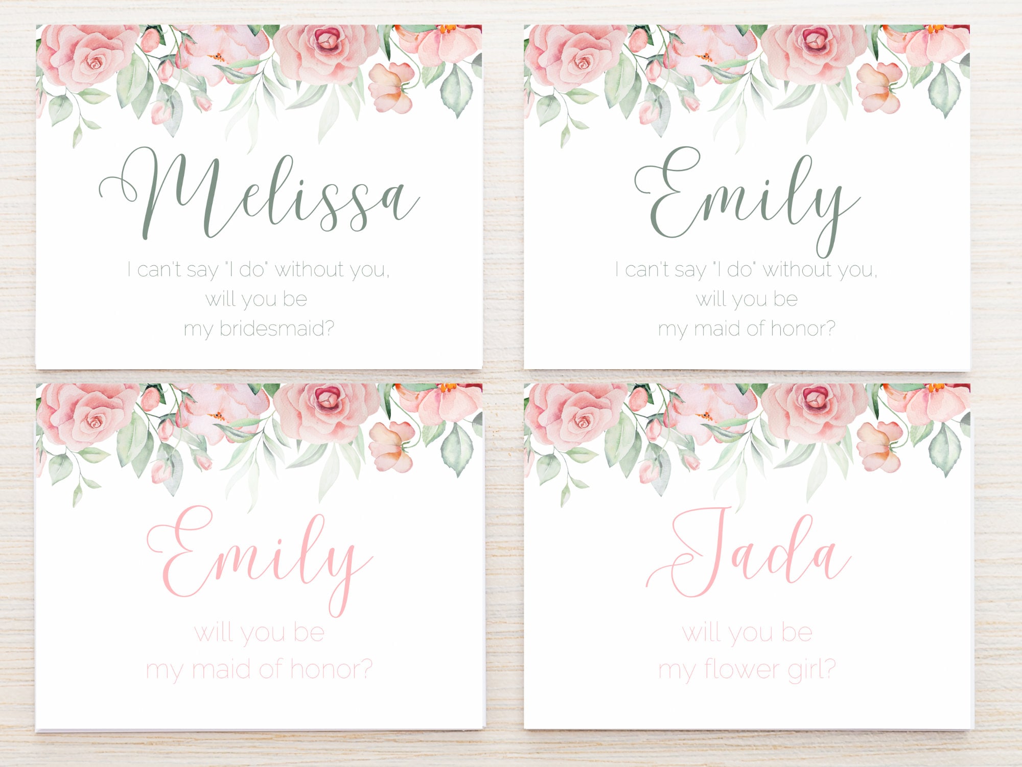 Floral Bridesmaid Maid of Honor Flower Girl Proposal Card for Bridal ...