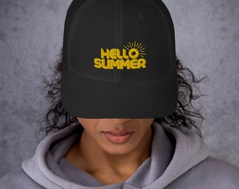 Hello Summer Style Trucker Cap, Summer Style Caps for the Beach or Poolside