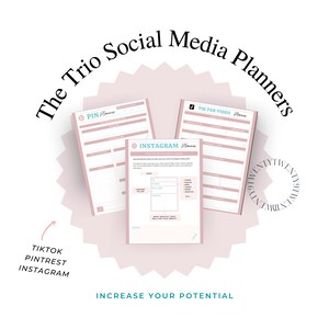 Ultimate Trio Social Media Planner Bundle | Instagram Planner | Pintrest Planner | Tiktok Planner | Digital Social Media Planners |