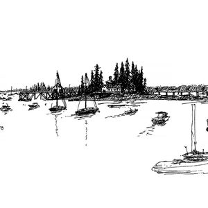 Boothbay Harbor Maine Drawing Digital File