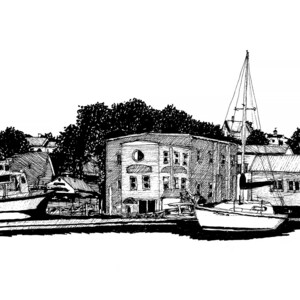 Maine Coastal Sketch – Hand-Drawn Nautical Print, Digital Download Travel Wall Art