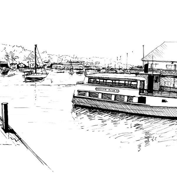 Boothbay Harbor Drawing Digital File