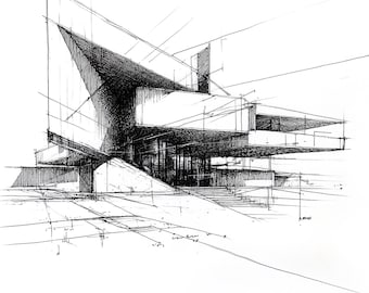 Modern Drawing/design Architectural Concept Sketch – Modern House Design Drawing, Digital ...