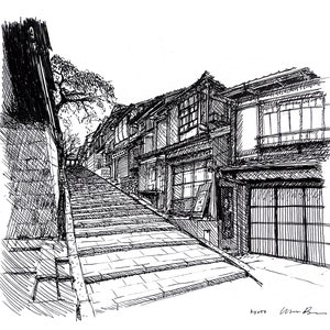 Disegno di scena di strada di Kyoto 3 File digitale