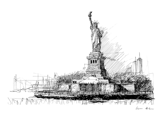 NY 自由の女神　えんぴつ画 自由の女神、手描きの鉛筆スケッチの写真素材・画像素材 Image 188178671