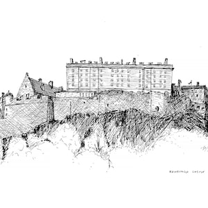 Edinburgh Castle Scotland Drawing Digital File
