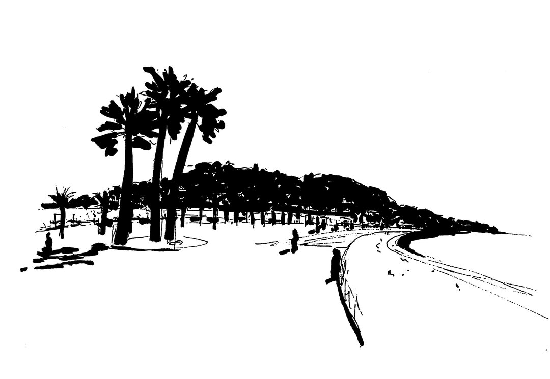 Line Drawing Riviera French Riviera Beach - Nice, France Provence Drawing Digital File - Etsy