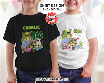 Monster Singers Iron-On Transfer, DIY Shirt Printing PNG, Fabric Printing Design, Custom Name and Age, 300 DPI Digital Download