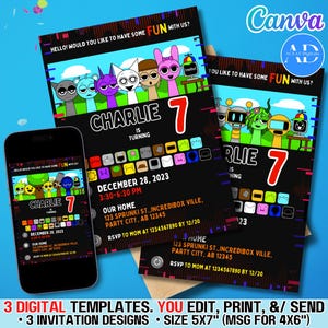 Musical Punky DIGITAL DIY Template Invitation Invite Birthday Party Editable Download