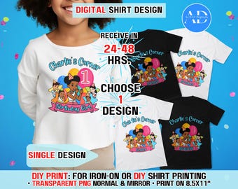 Angepasste Mädchen Seite Geburtstag SINGLE 1 Eins Digitales Shirt PNG Design für DIY Druck, Aufbügeln Transfer, Sublimation, Drop Ship Druck