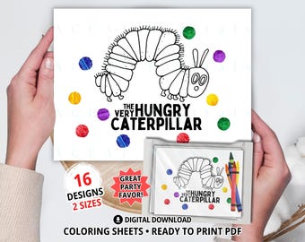 Caterpillar Coloring Story Pages, Printable Coloring Story Book, Kids Coloring Sheets, Birthday Party Favor, Coloring Book, Digital Download