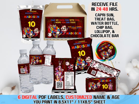 Customized Amazing Circus DIGITAL Party Set Bundle of 6 Labels