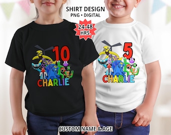 Rainbow Group Iron-On Transfer, DIY Shirt Printing PNG, Fabric Printing Design, Custom Name and Age, 300 DPI Digital Download