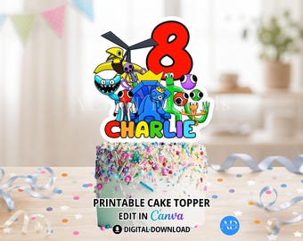 Chapter 2 Rainbow Group Cake Topper Printable, Birthday Cake Topper, Kids Party Decor, Editable Canva Template, Digital Download