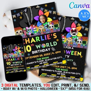 Dandy&#39;s Creepy Halloween Game World DIGITAL DIY Template Invitation Invite Birthday Party Editable Download