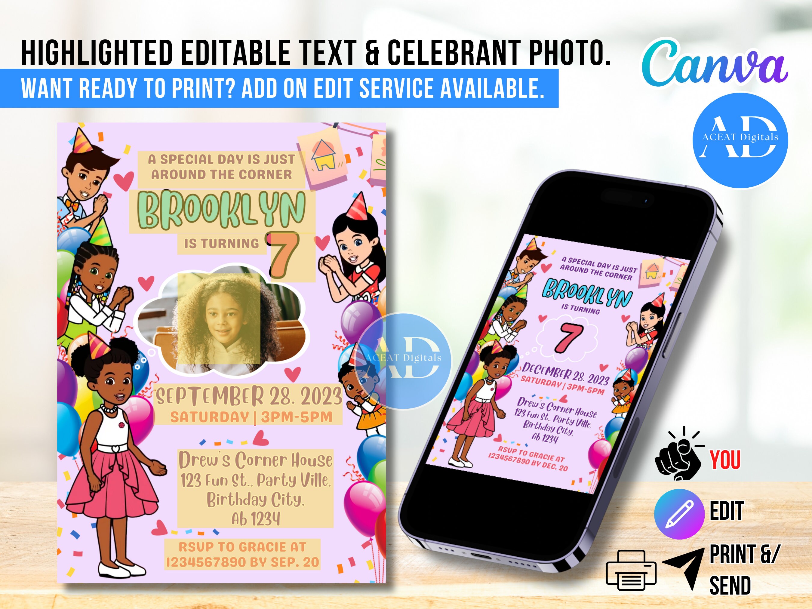 Gracie's Corner Gracies Corner DIGITAL DIY Template Invitation Invite