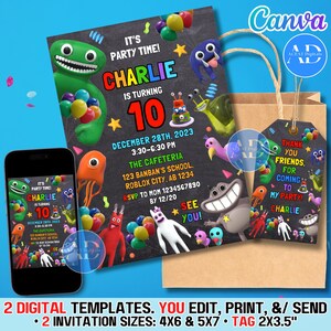 Kindergarten Freunde 3D, DIGITAL DIY Vorlage Einladung einladen Danke Tag Favor Geschenkkarte