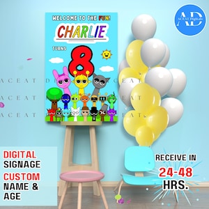 Aangepaste Muzikale Punky DIGITALE Welkom Signage Teken Banner Achtergrond Poster Achtergrond Muur Decor Verjaardagsfeestje Gepersonaliseerde download