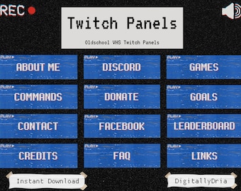 Oldschool VHS Twitch Panels: 24 Count (PNG Digital Download)