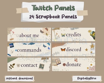 Scrapbook Twitch Panels | 24 Count Vintage Floral (Digital Download)
