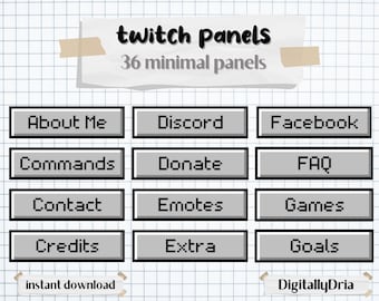 Minimal Pixel Twitch Panels: 36 Count (PNG Digital Download)