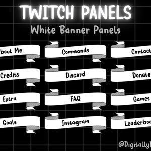White Banner Twitch Panels | 24 Count | Clean + Minimal Aesthetic