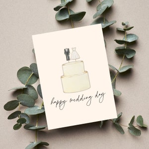 Wedding Congratulations Card, Happy Wedding Day, Wedding Cake, Greeting Card, Blank Card, Mr and Mrs,