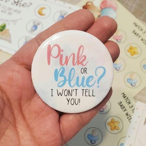Gender Reveal Party Button, He or She, Gender Reveal Decorations, Keeper of the Gender, New Baby, Baby Shower, Boy Or Girl, Pink or Blue,