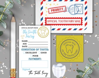 Mini Tooth Fairy Mail Kit: Receipt, Envelope, Seal & Pencil