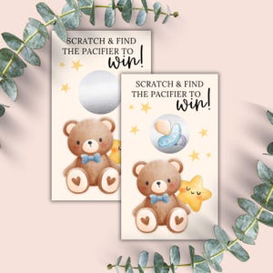 Bear Baby Shower Scratch Off Game, Baby Party Game, Baby Scratch Off, Fun Guest Game, Ice Breaker Game, Boy Girl Baby,