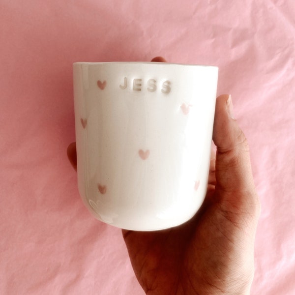 Handmade Mug with Name Personalized Pottery Custom Mug Made to Order Mug loveheart Mug Custom Gift Idea Mother’s Day gift idea