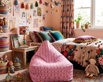 Bean Bag Chair for kids room decor playroom chair whimsical boho Playroom Decor