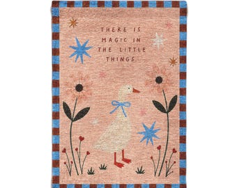 Whimsical Nursery Quote Wall Tapestry Neutral Baby Room Decor Cottagecore Nursery Wall Hanging Storybook Kids Room Decor