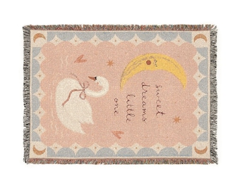 Baby Blanket Girls whimsical nursery throw baby shower gift idea Woven Blanket Throw, Cottagecore Nursery Decor